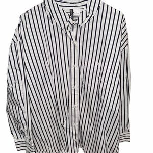 Divided Navy and White Striped Men's Shirt